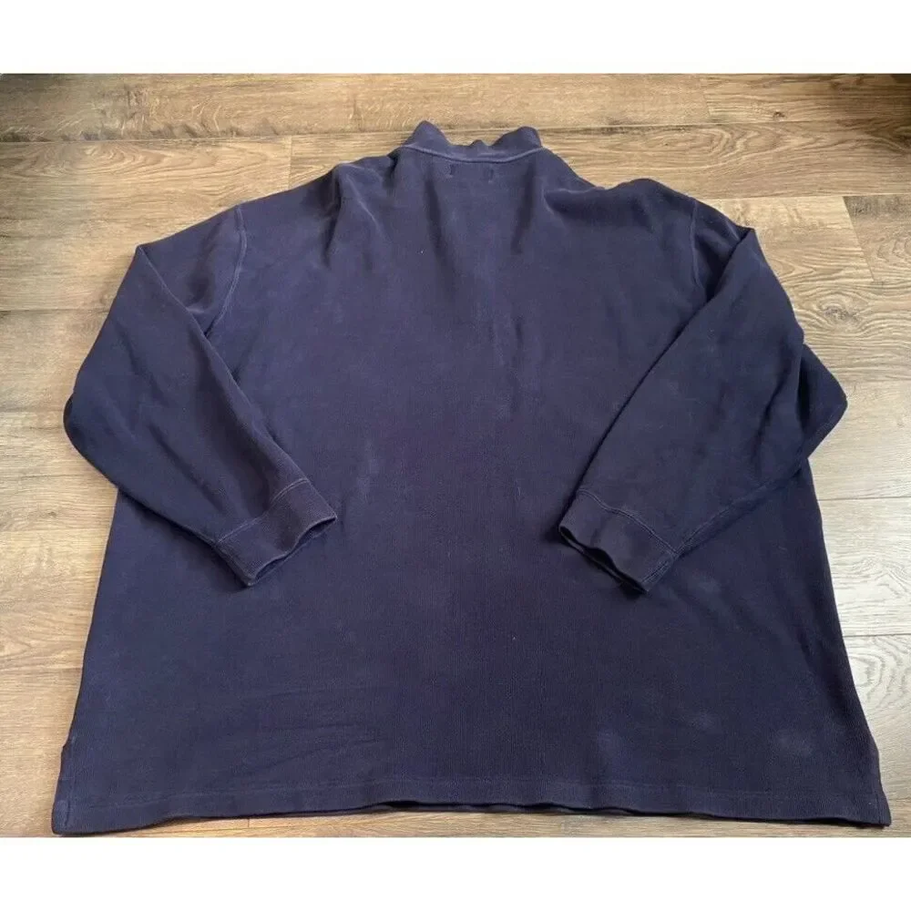 EUC Mens Polo By Ralph Lauren 1/4 zip blue pullover THICK 100% cotton size 3XLT
